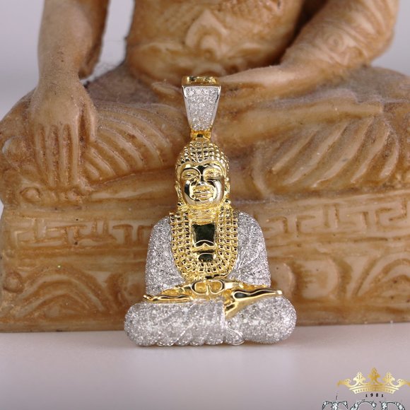 Sterling Silver Buddha  Diamond Pendant - Picture 1 of 6